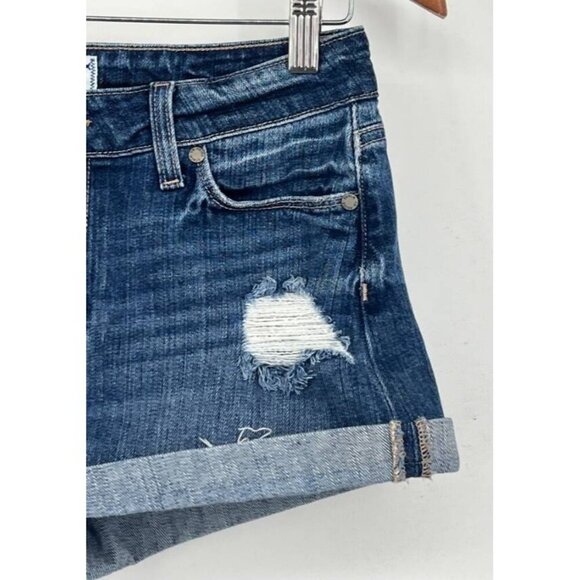 Paige Womens Jimmy Jimmy Denim Short Size 26 EUC Distressed Cuffed Mid Rise - Picture 3 of 7